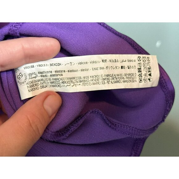 ZARA Women's Large Lilac Purple Gathered Ruched Satin Effect Mini Dress - Picture 10 of 12